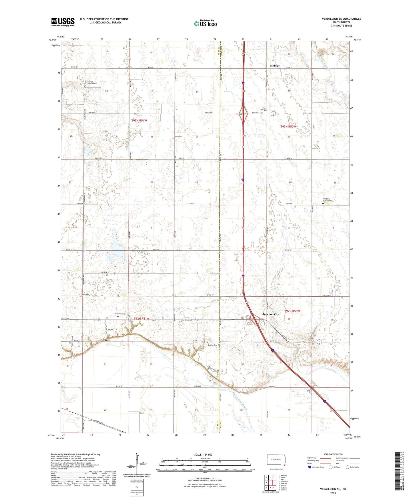 Vermillion SE South Dakota US Topo Map Image