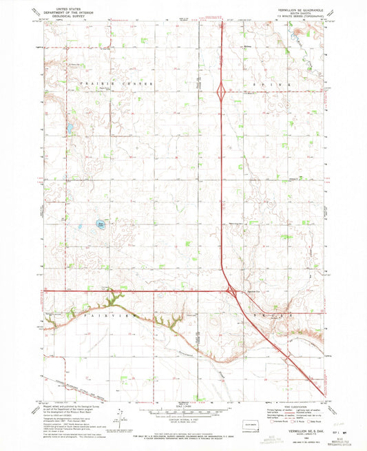 Classic USGS Vermillion SE South Dakota 7.5'x7.5' Topo Map Image
