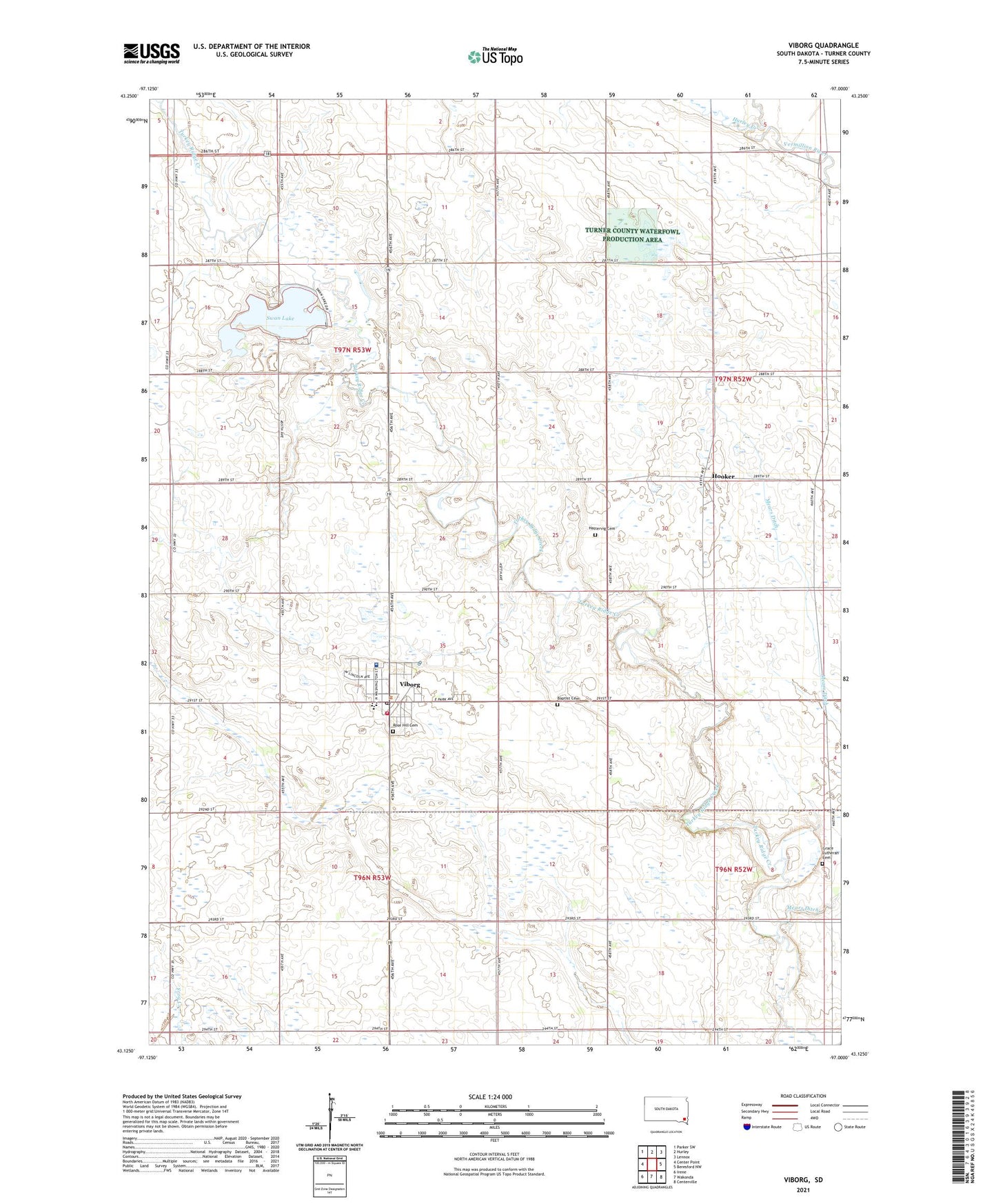 Viborg South Dakota US Topo Map Image