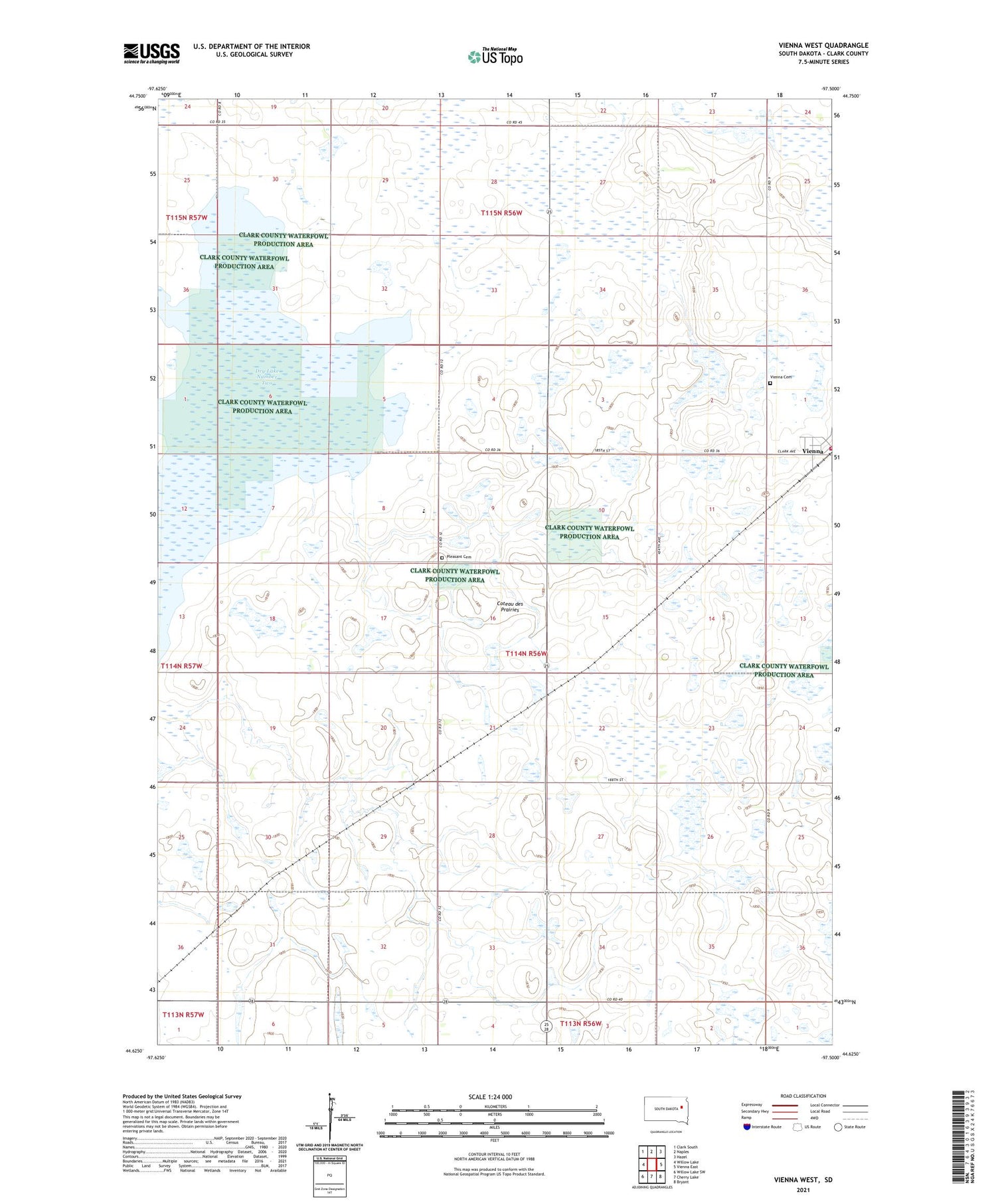 Vienna West South Dakota US Topo Map Image