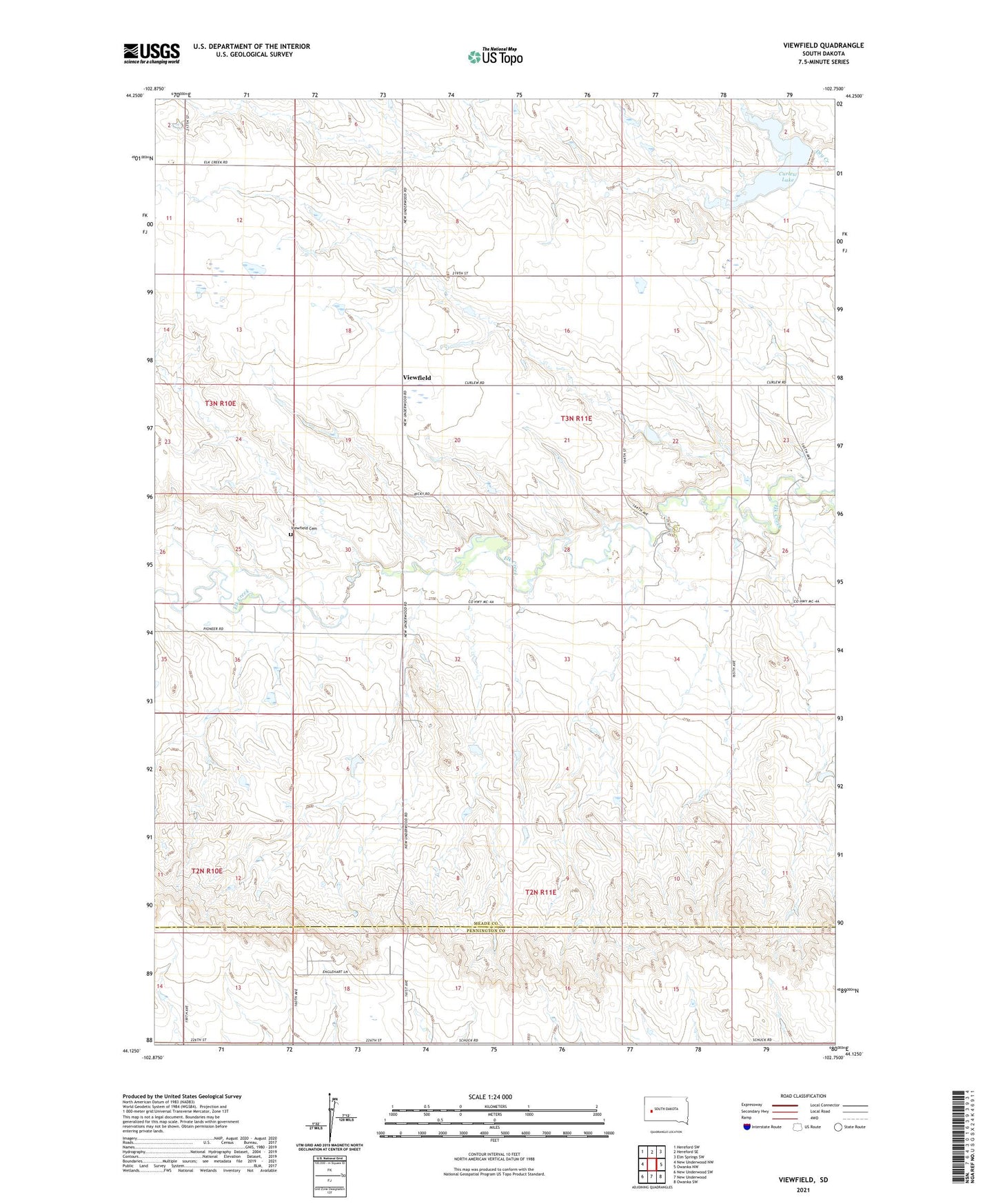 Viewfield South Dakota US Topo Map Image
