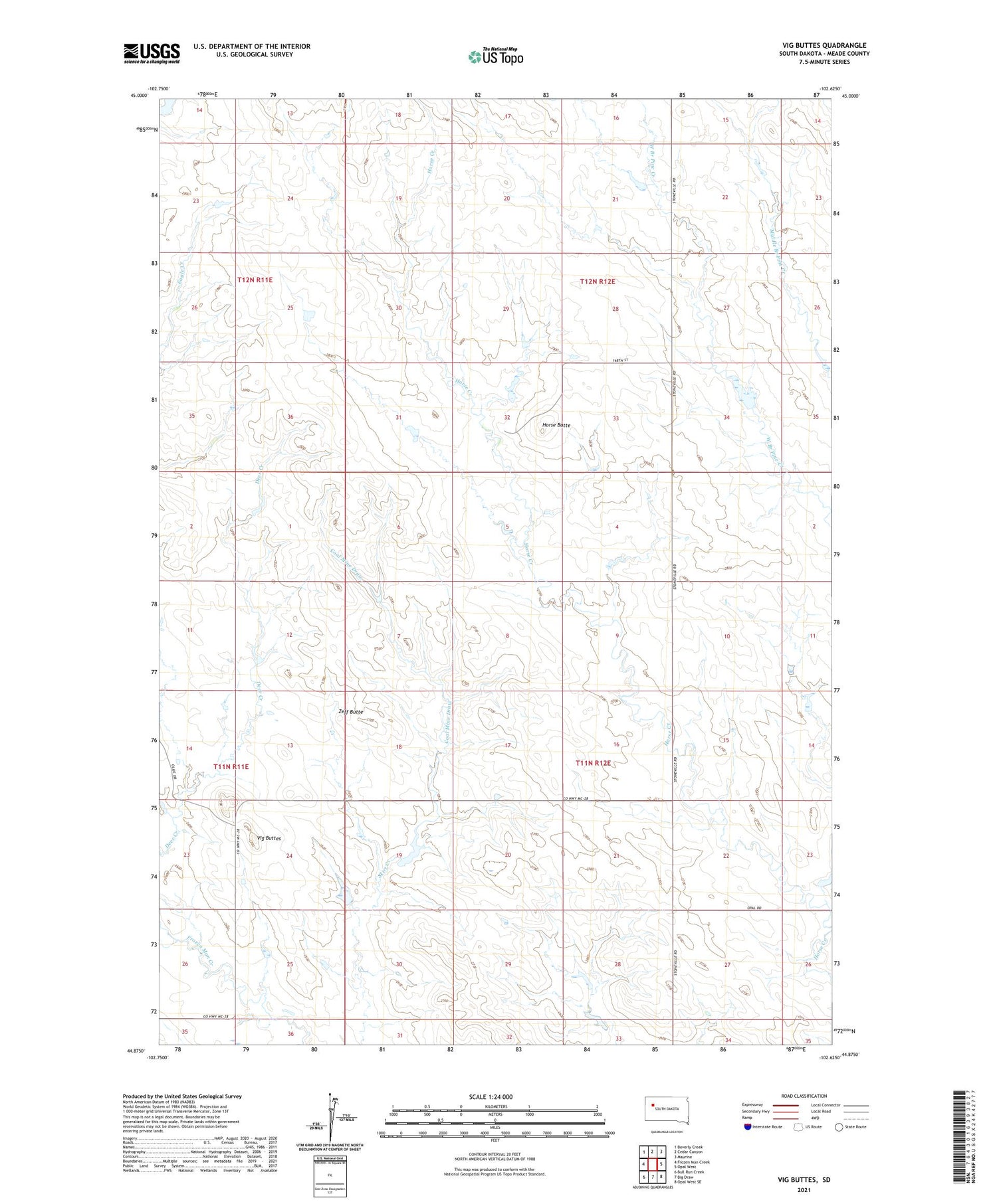 Vig Buttes South Dakota US Topo Map Image