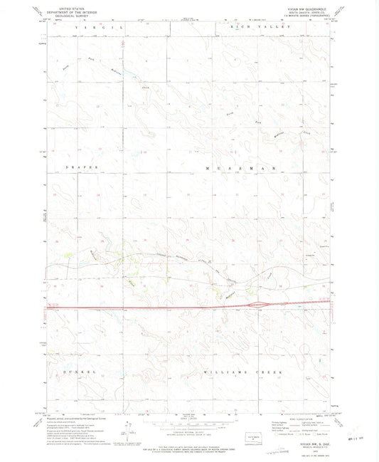 Classic USGS Vivian NW South Dakota 7.5'x7.5' Topo Map Image