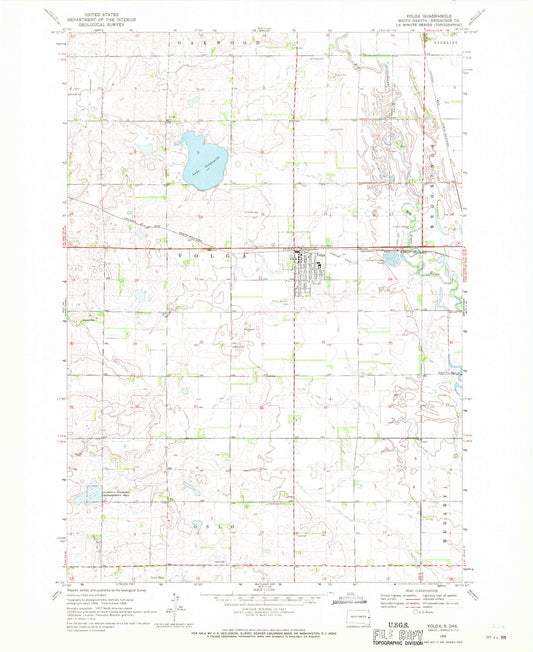 Classic USGS Volga South Dakota 7.5'x7.5' Topo Map Image