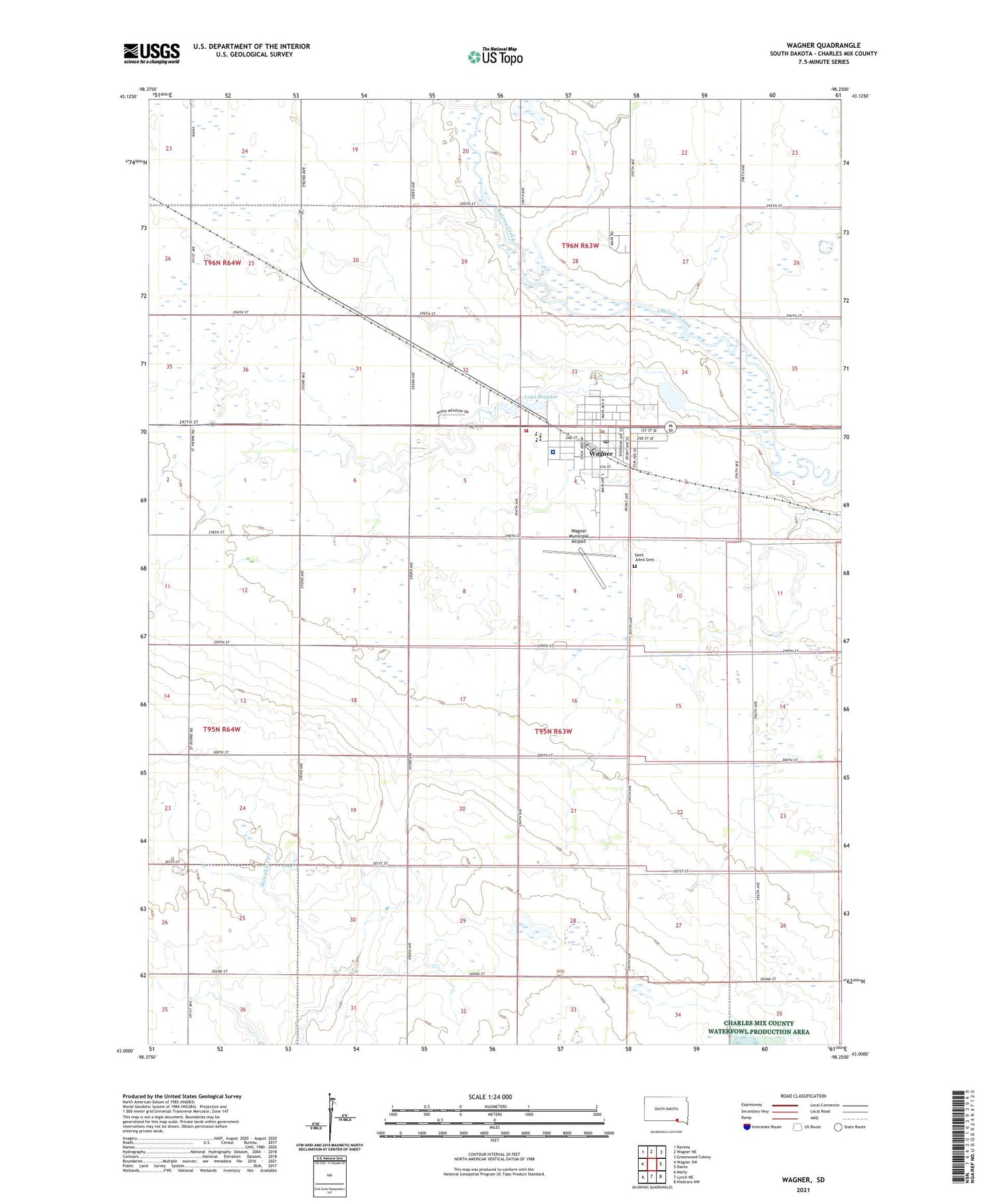 Wagner South Dakota US Topo Map Image