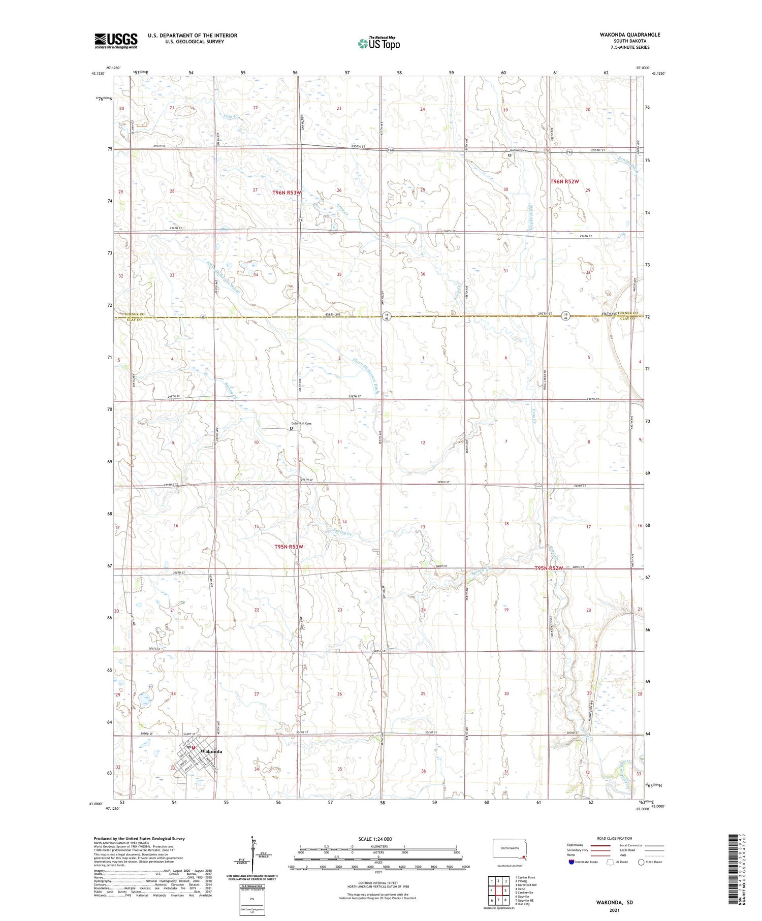 Wakonda South Dakota US Topo Map Image