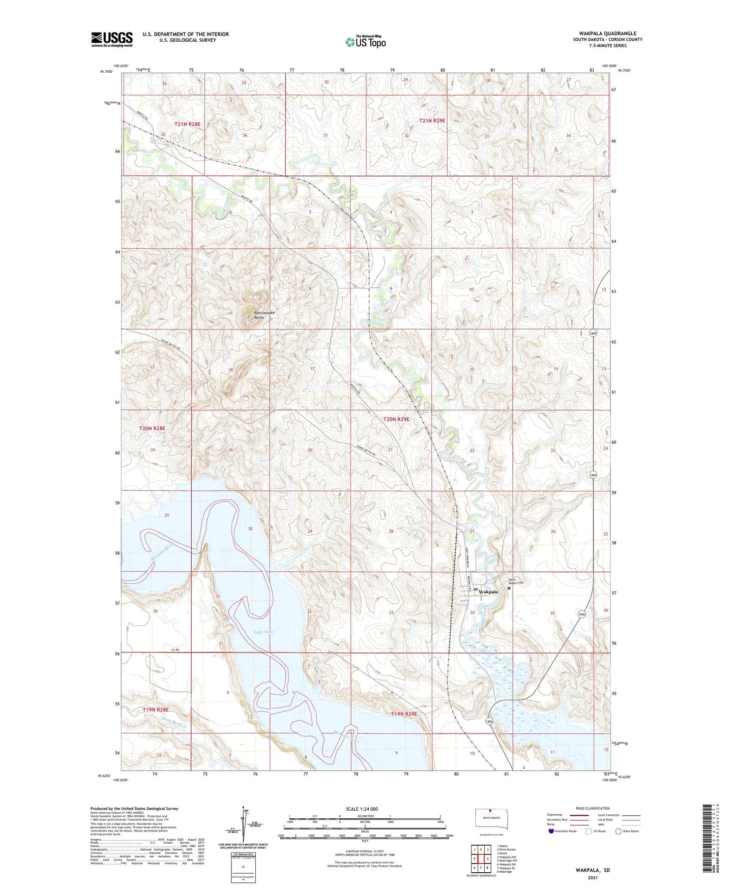 Wakpala South Dakota US Topo Map Image