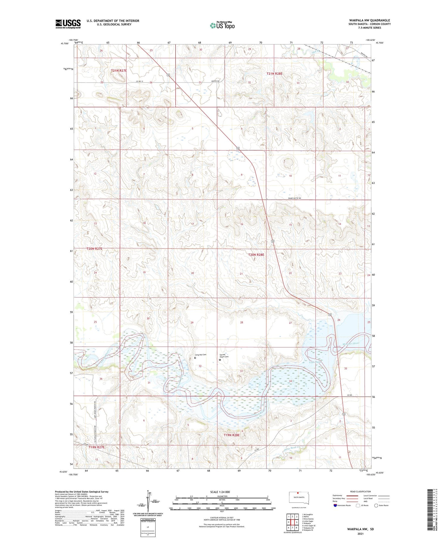 Wakpala NW South Dakota US Topo Map Image