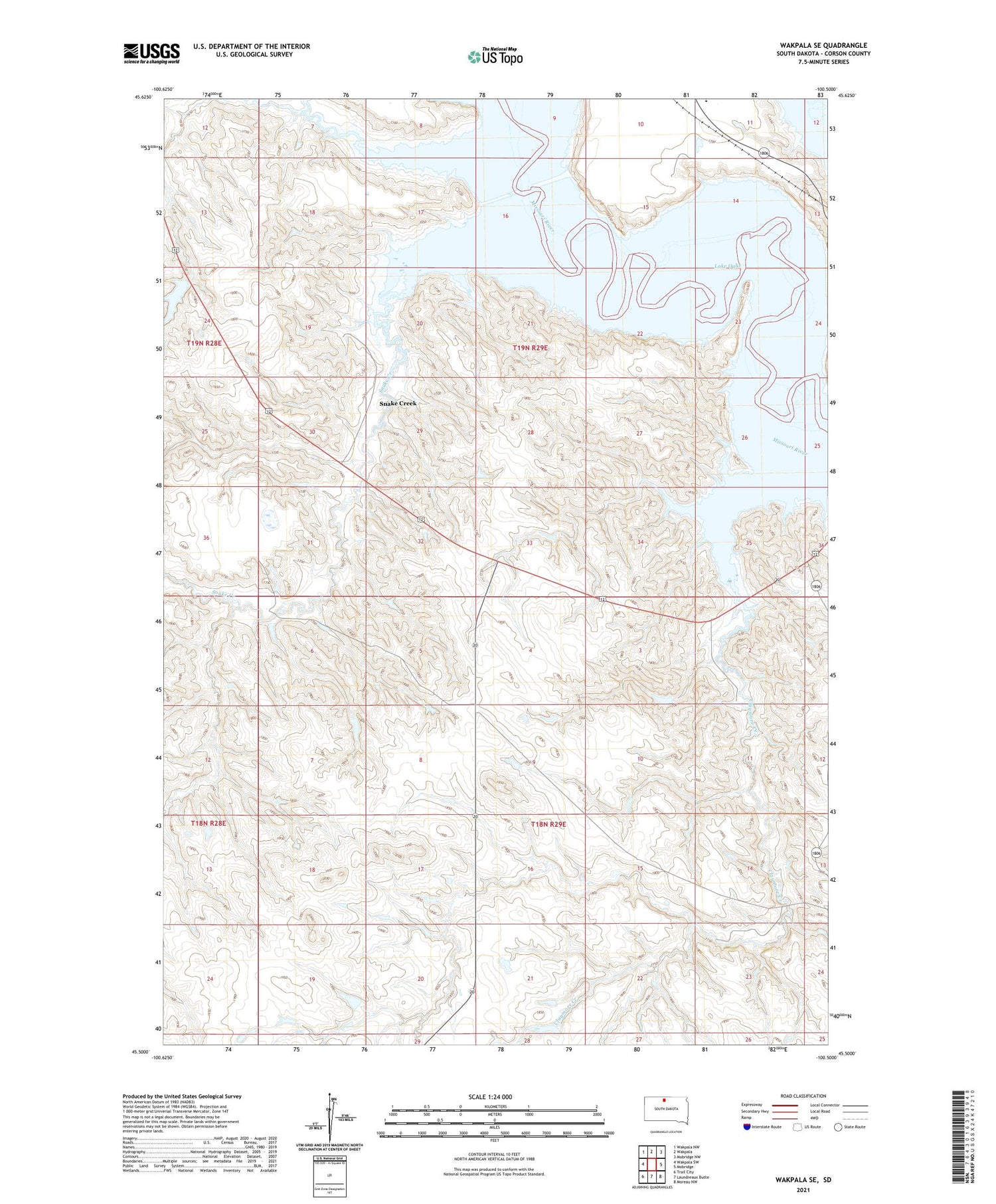 Wakpala SE South Dakota US Topo Map Image