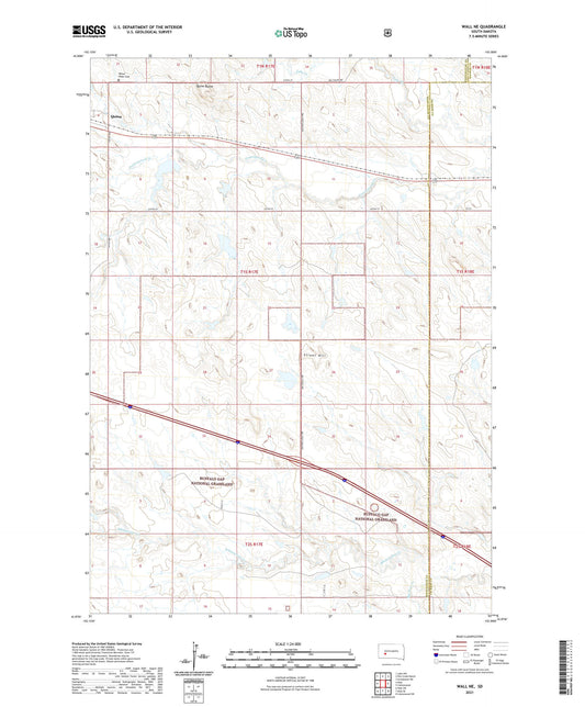 Wall NE South Dakota US Topo Map Image