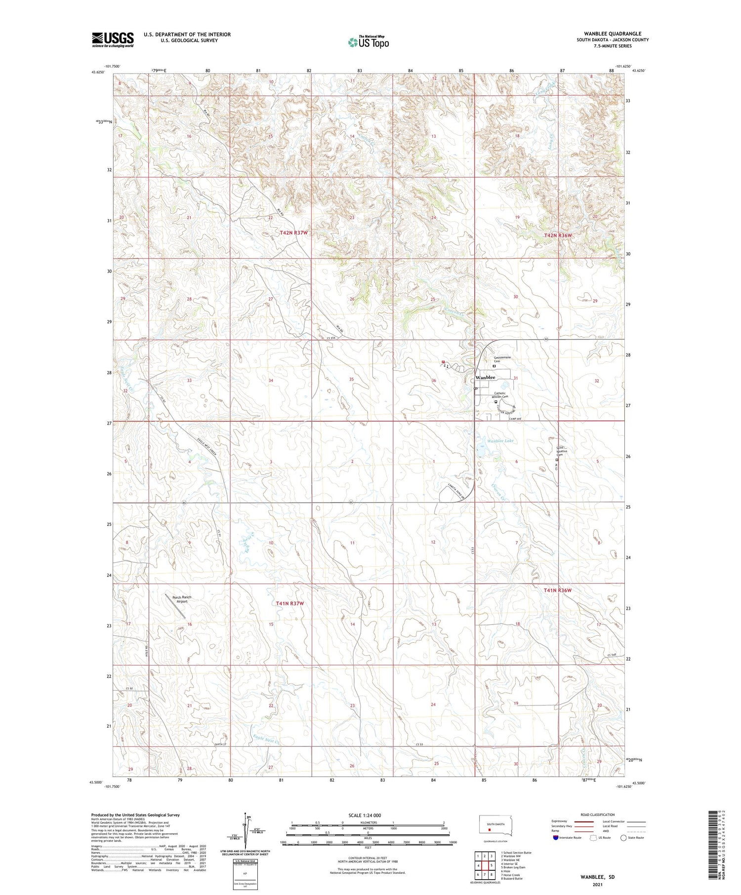 Wanblee South Dakota US Topo Map Image