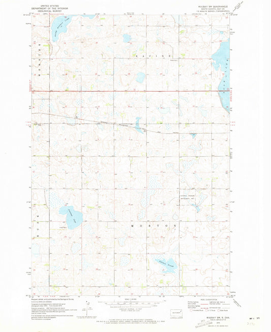 Classic USGS Waubay SW South Dakota 7.5'x7.5' Topo Map Image