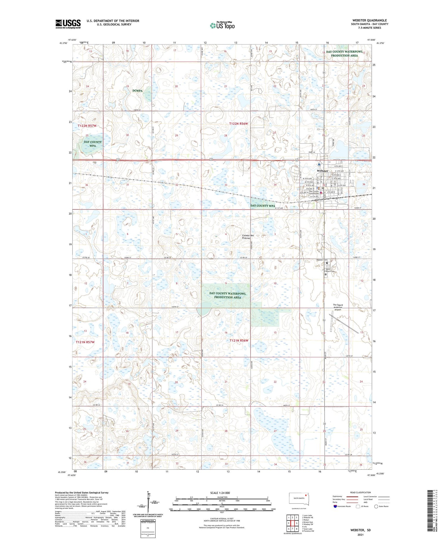 Webster South Dakota US Topo Map Image