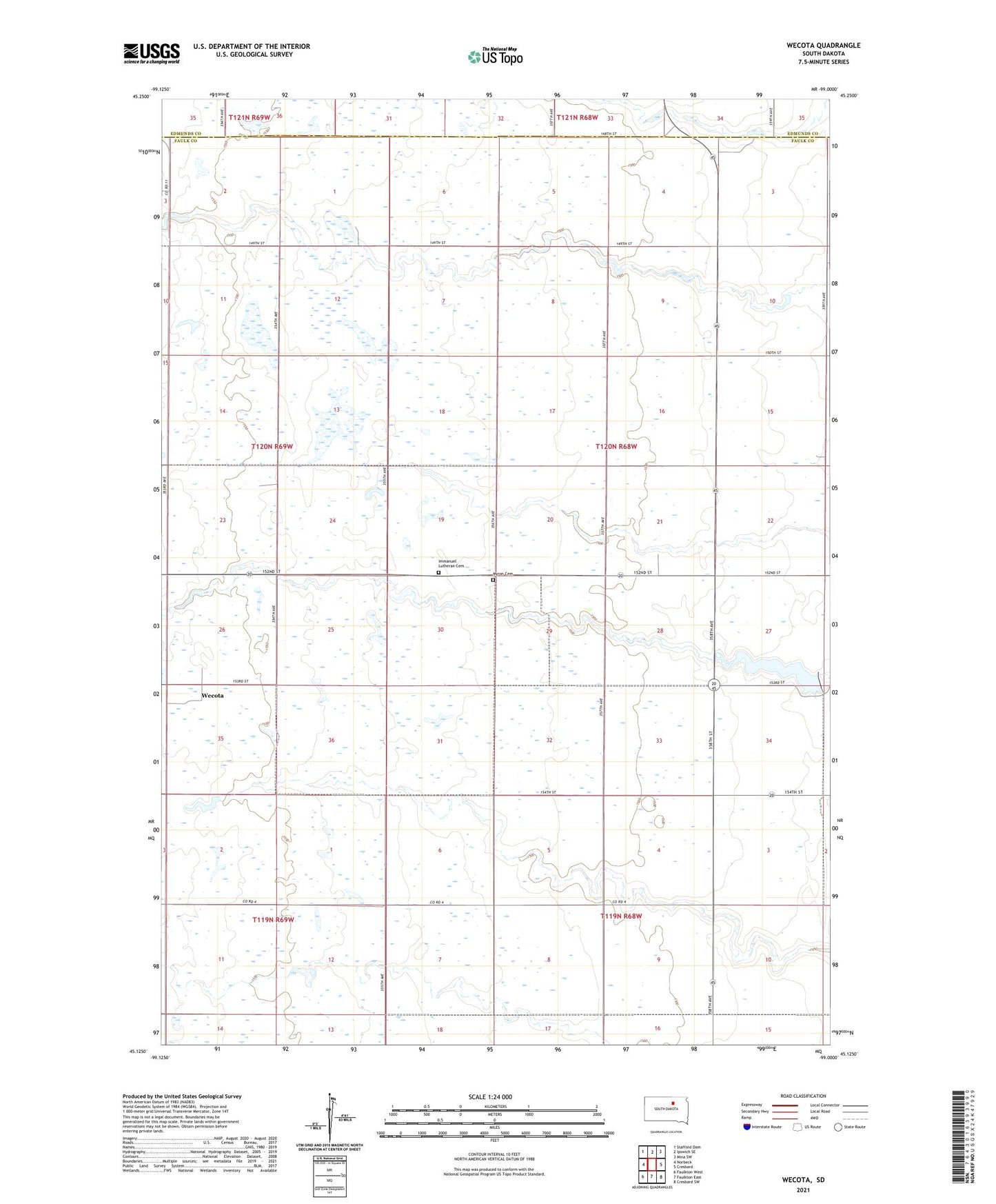 Wecota South Dakota US Topo Map Image