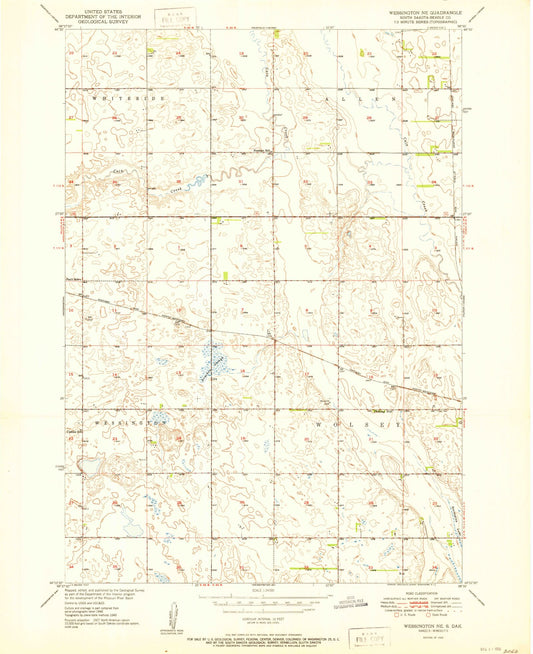 Classic USGS Wessington NE South Dakota 7.5'x7.5' Topo Map Image