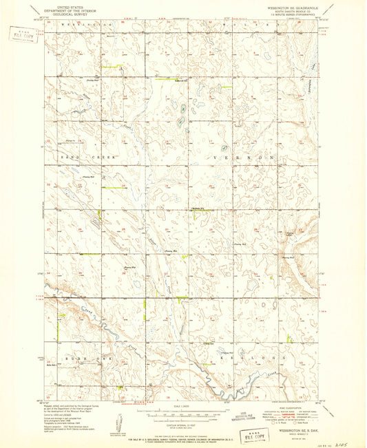 Classic USGS Wessington SE South Dakota 7.5'x7.5' Topo Map Image
