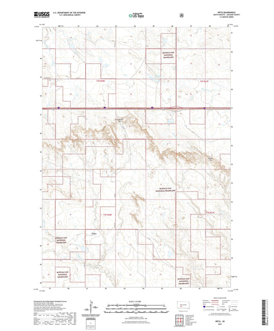 Weta South Dakota US Topo Map Image