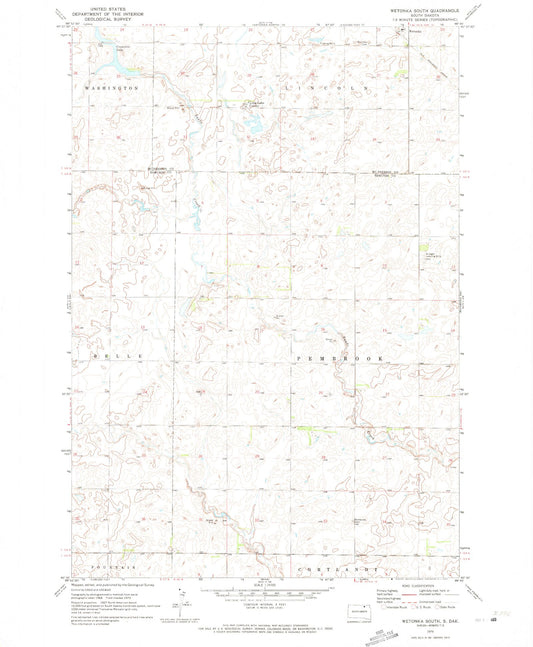 Classic USGS Wetonka South South Dakota 7.5'x7.5' Topo Map Image