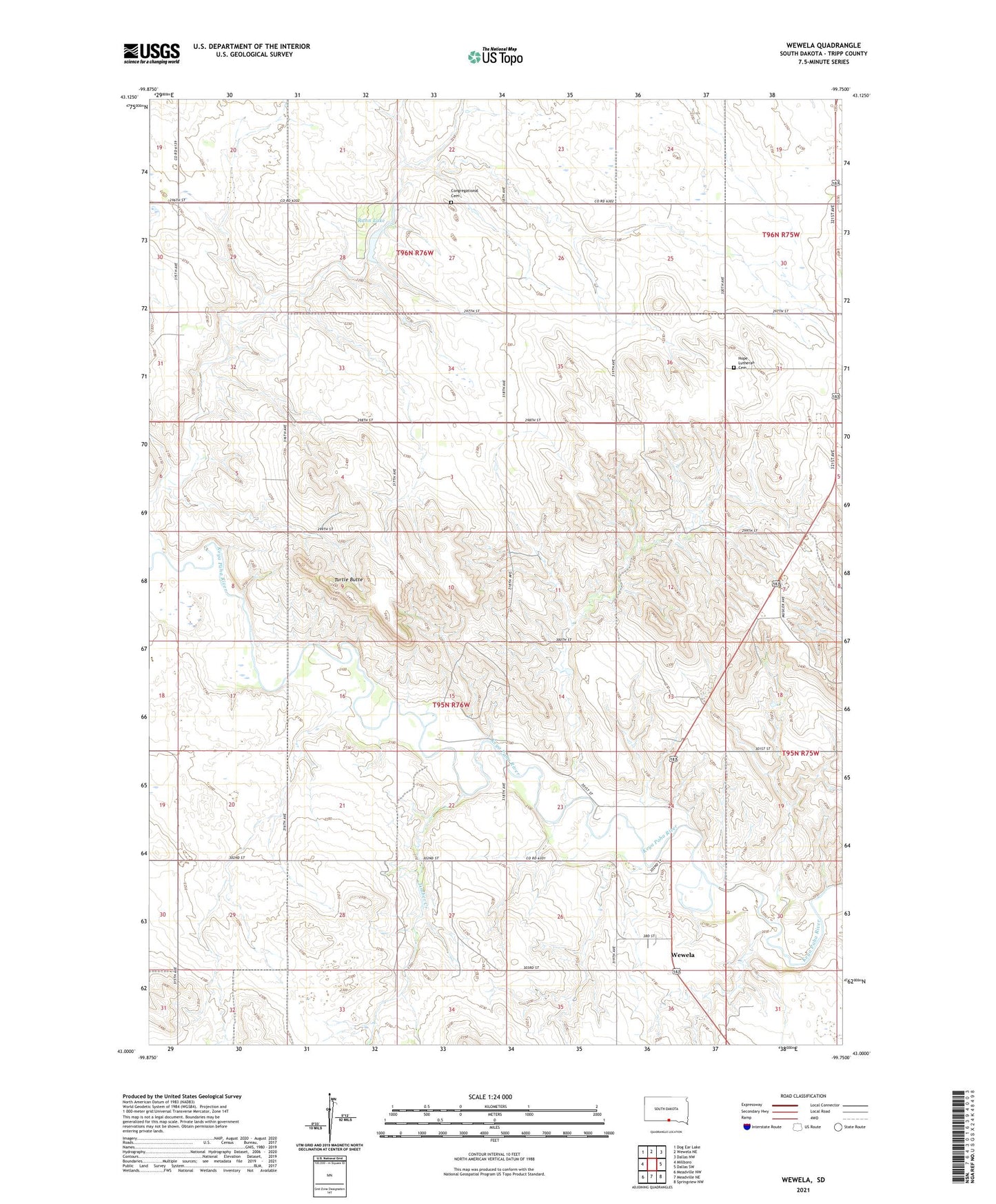 Wewela South Dakota US Topo Map Image