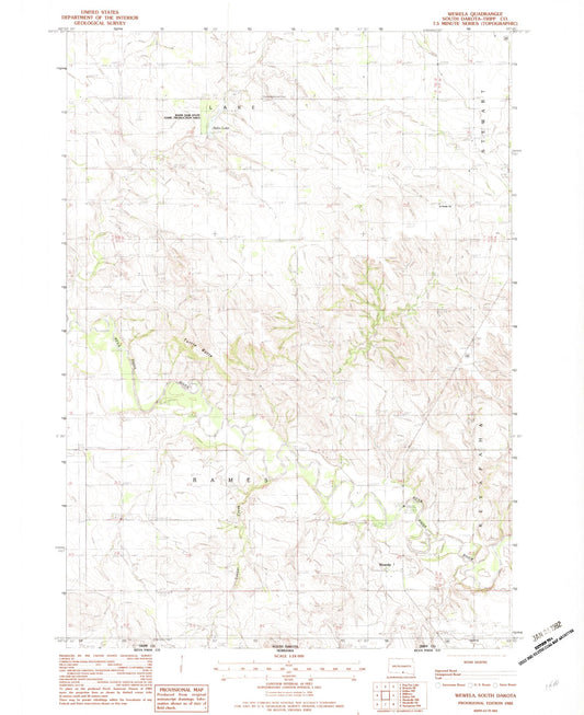 Classic USGS Wewela South Dakota 7.5'x7.5' Topo Map Image