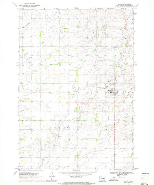 Classic USGS White South Dakota 7.5'x7.5' Topo Map Image