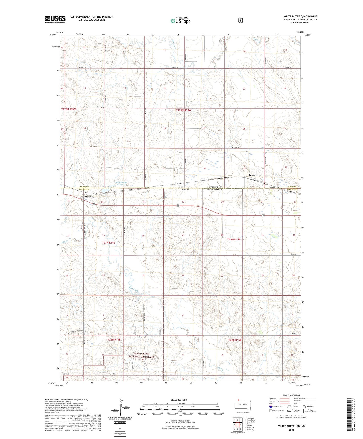 White Butte South Dakota US Topo Map Image