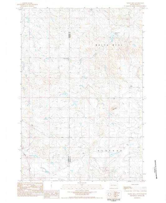 Classic USGS White Hill South Dakota 7.5'x7.5' Topo Map Image