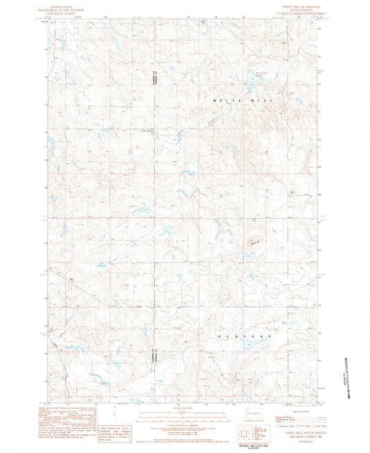 Classic USGS White Hill South Dakota 7.5'x7.5' Topo Map Image