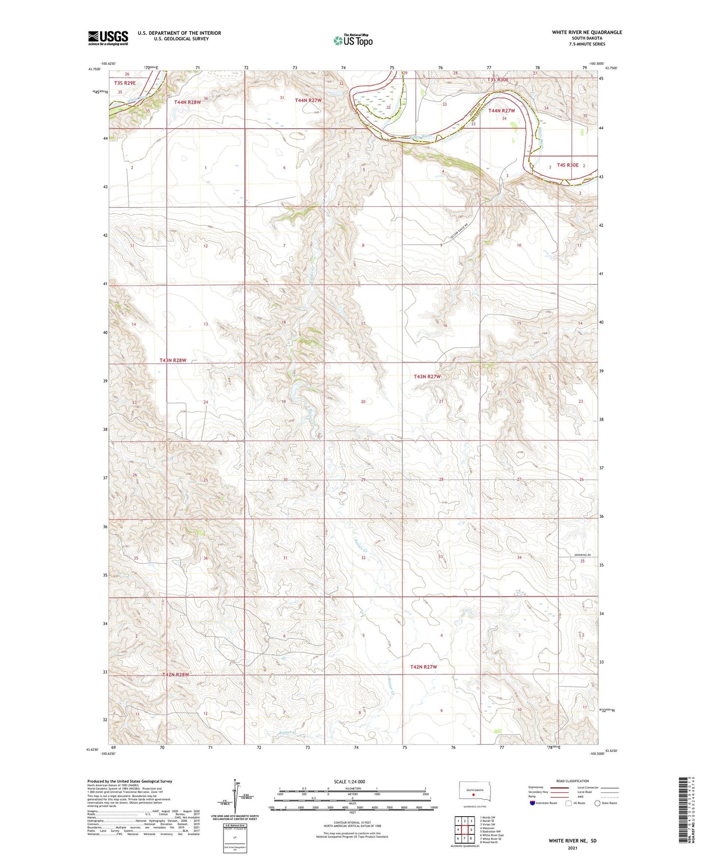 White River NE South Dakota US Topo Map Image