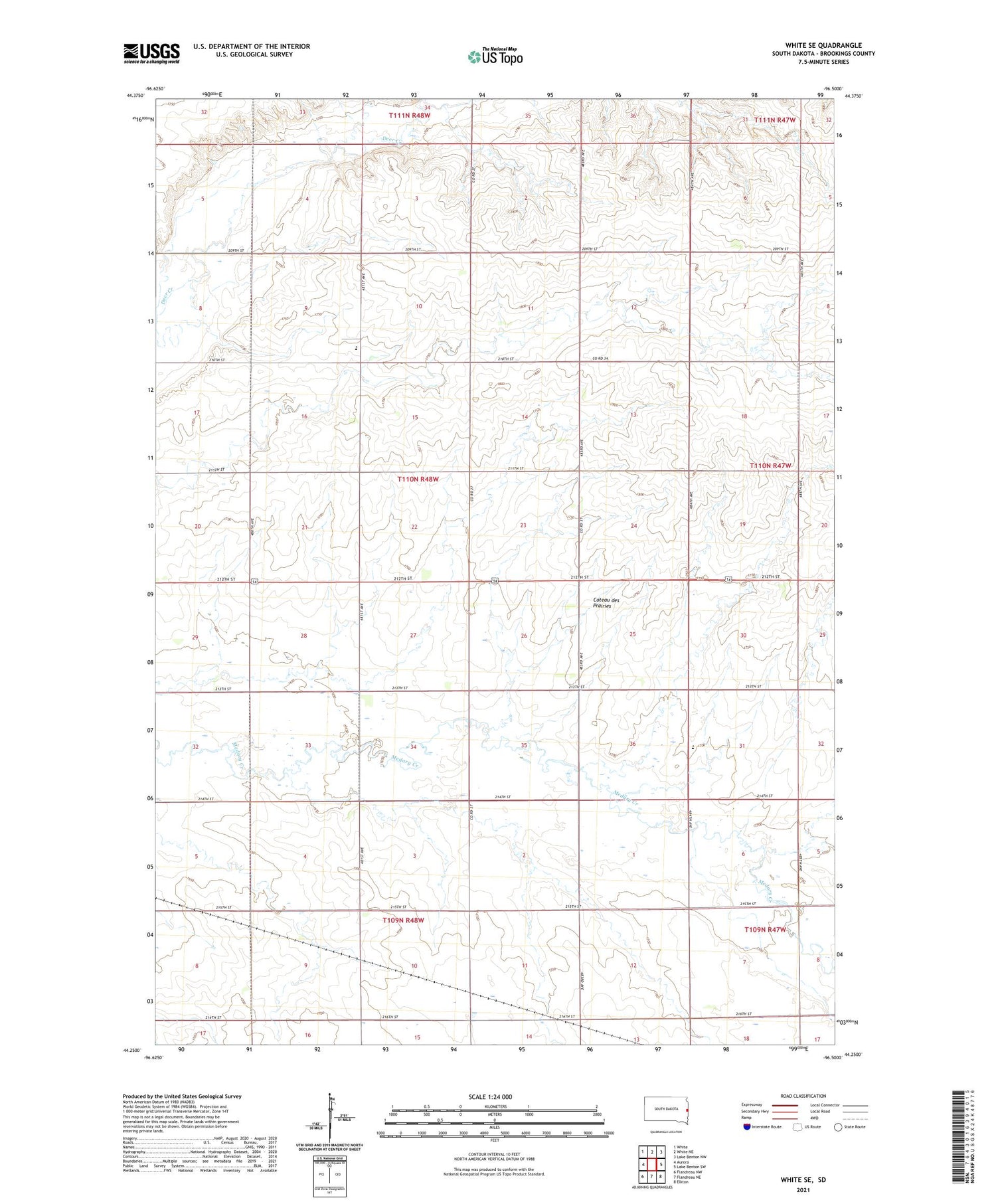 White SE South Dakota US Topo Map Image