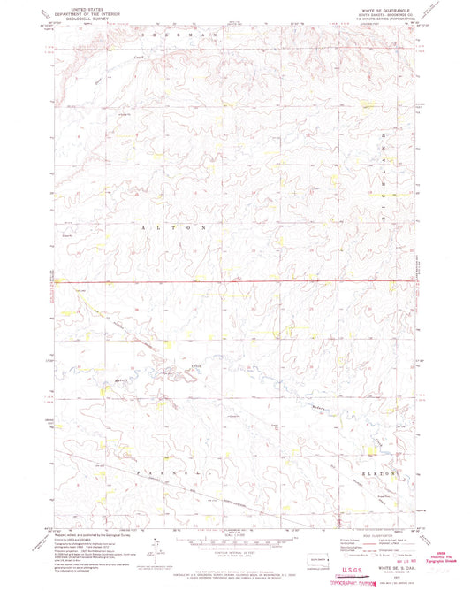 Classic USGS White SE South Dakota 7.5'x7.5' Topo Map Image