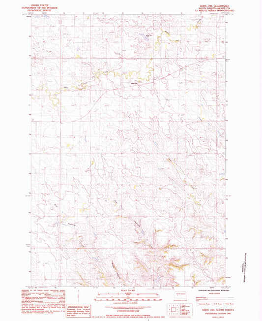 Classic USGS White Owl South Dakota 7.5'x7.5' Topo Map Image