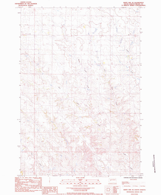 Classic USGS White Owl SE South Dakota 7.5'x7.5' Topo Map Image