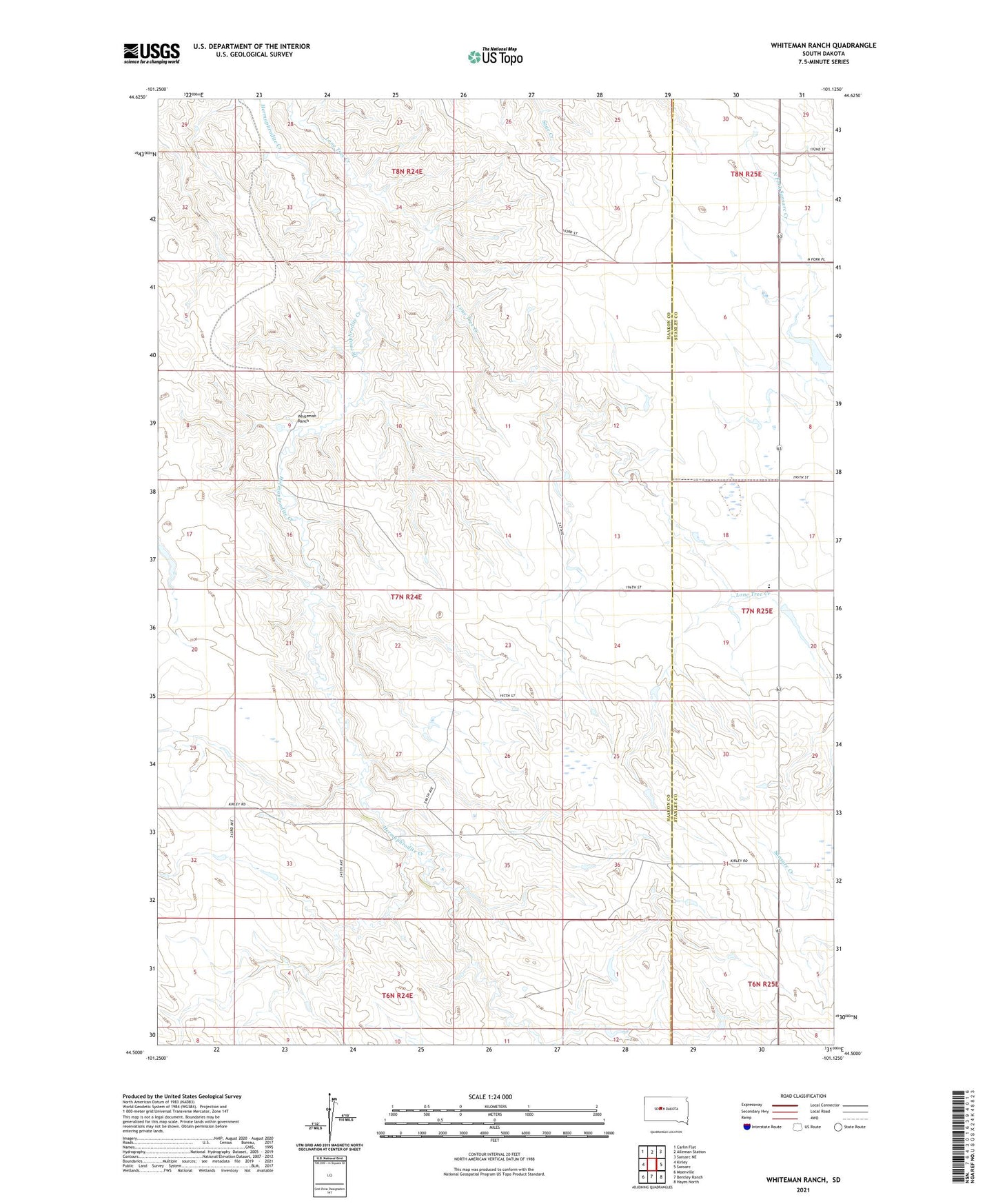 Whiteman Ranch South Dakota US Topo Map Image
