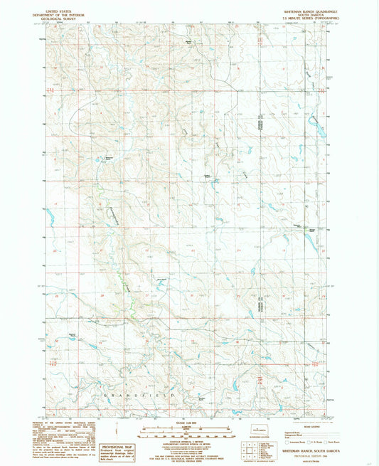 Classic USGS Whiteman Ranch South Dakota 7.5'x7.5' Topo Map Image