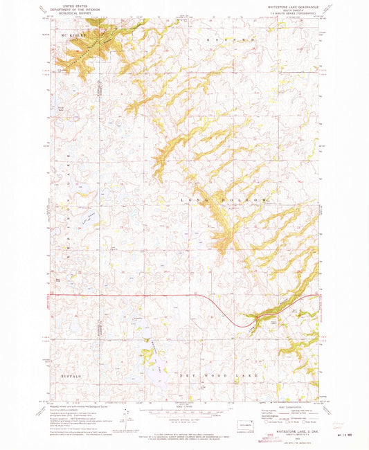 Classic USGS Whitestone Lake South Dakota 7.5'x7.5' Topo Map Image