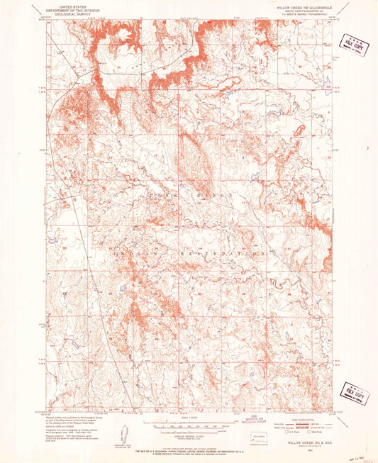 Classic USGS Willow Creek NE South Dakota 7.5'x7.5' Topo Map Image
