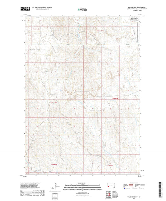 Willow Creek NW South Dakota US Topo Map Image