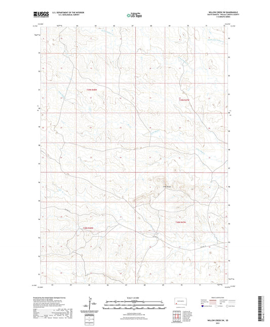 Willow Creek SW South Dakota US Topo Map Image