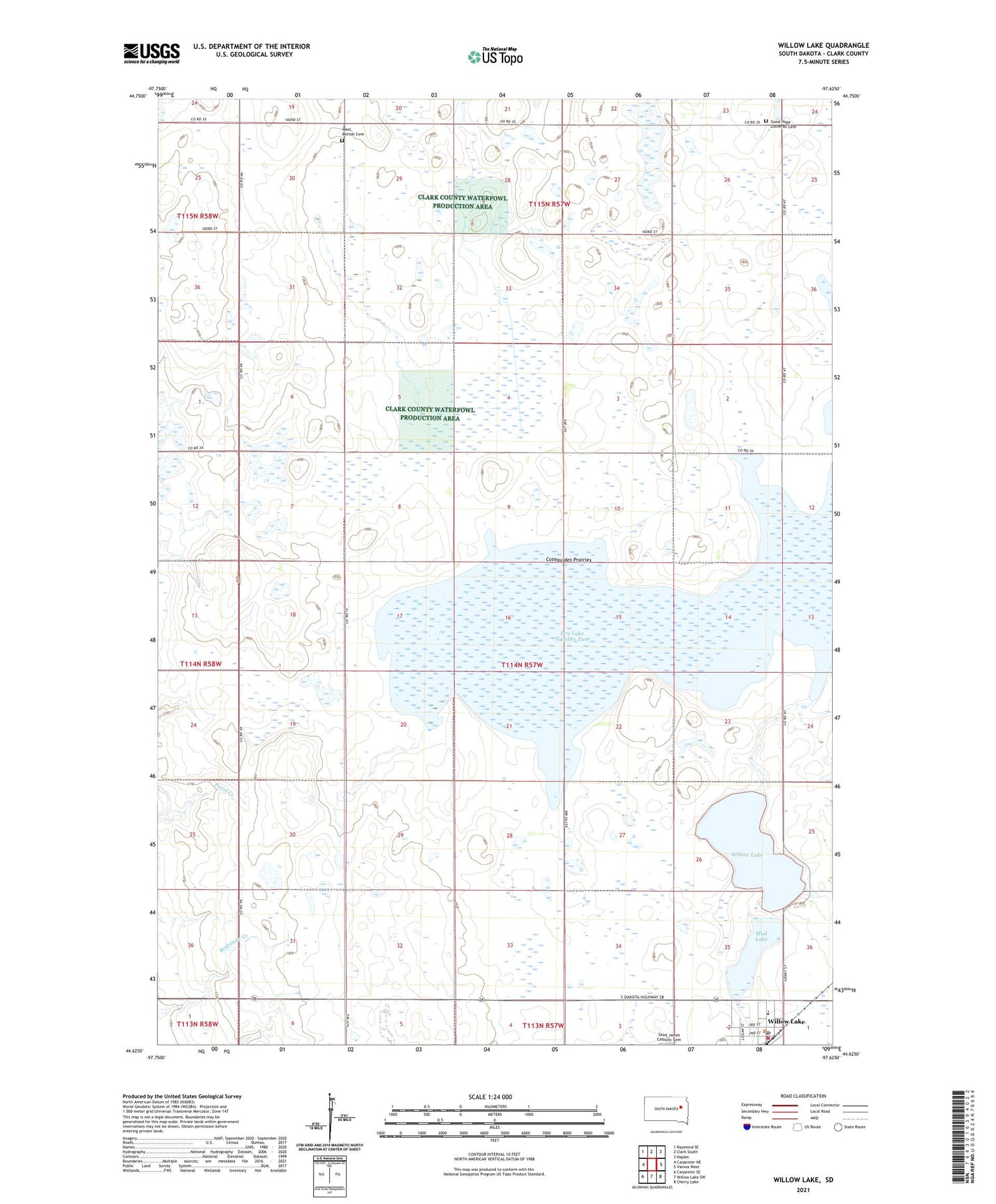 Willow Lake South Dakota US Topo Map Image