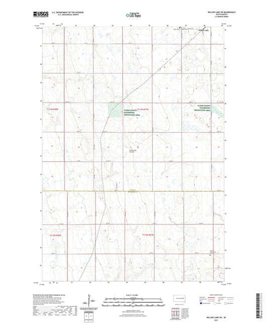 Willow Lake SW South Dakota US Topo Map Image