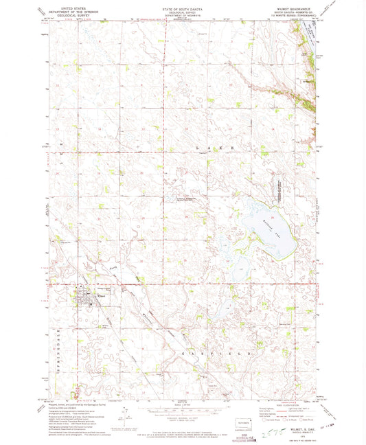 Classic USGS Wilmot South Dakota 7.5'x7.5' Topo Map Image