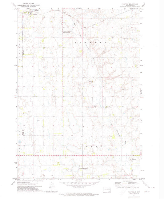 Classic USGS Winfred South Dakota 7.5'x7.5' Topo Map Image