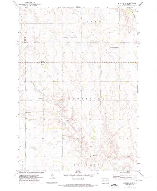 Classic USGS Winfred SE South Dakota 7.5'x7.5' Topo Map Image