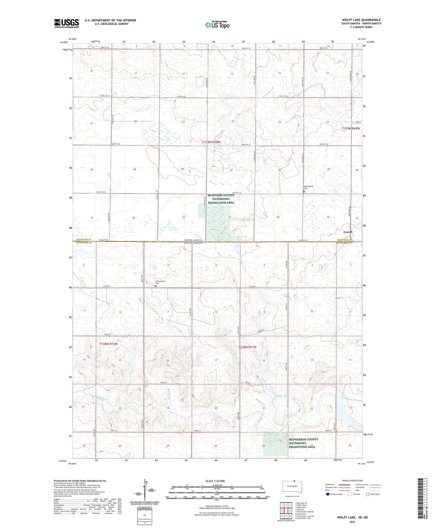Wolff Lake South Dakota US Topo Map Image