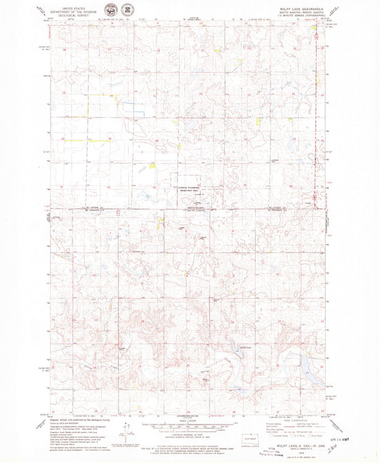 Classic USGS Wolff Lake South Dakota 7.5'x7.5' Topo Map Image