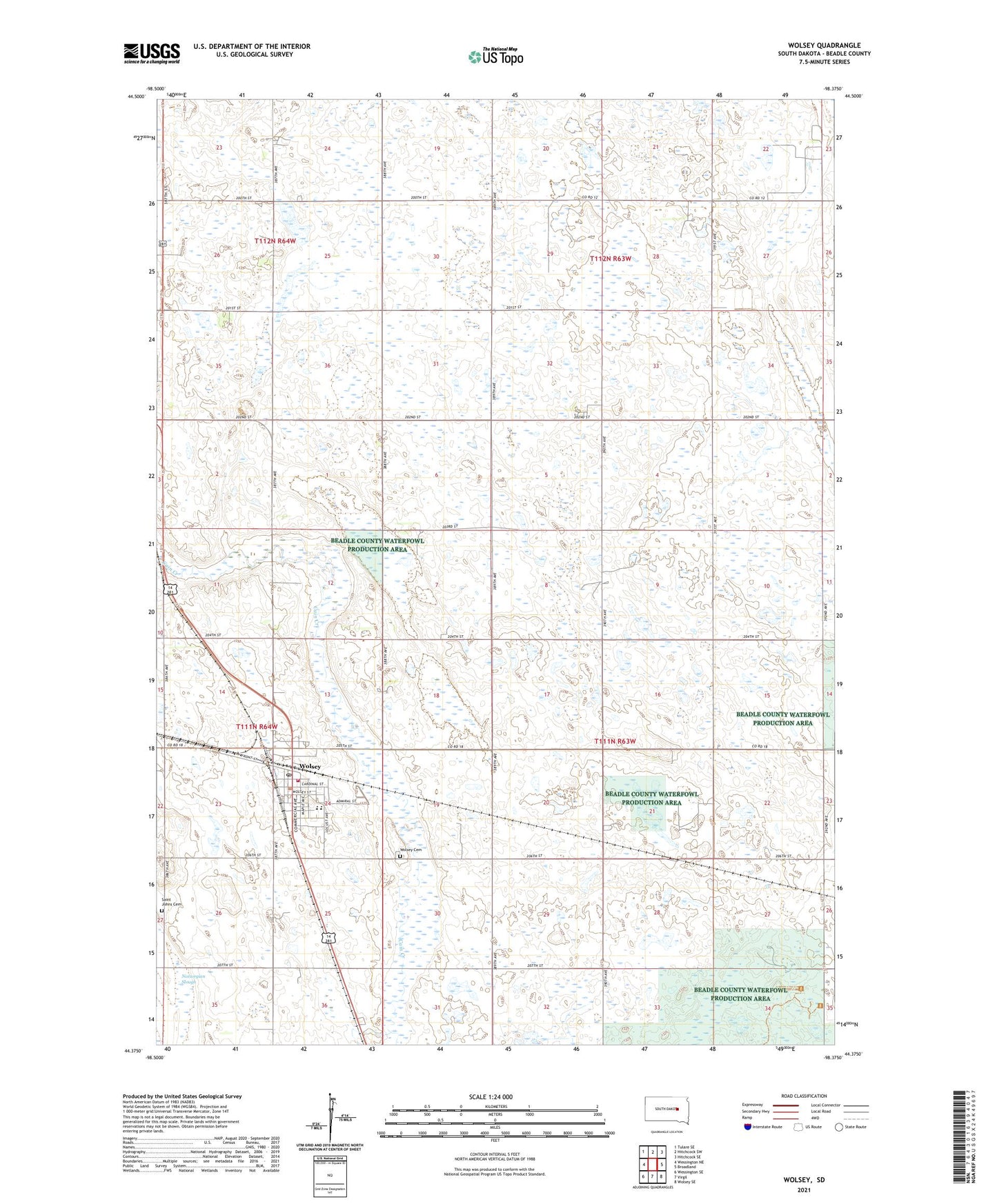 Wolsey South Dakota US Topo Map Image