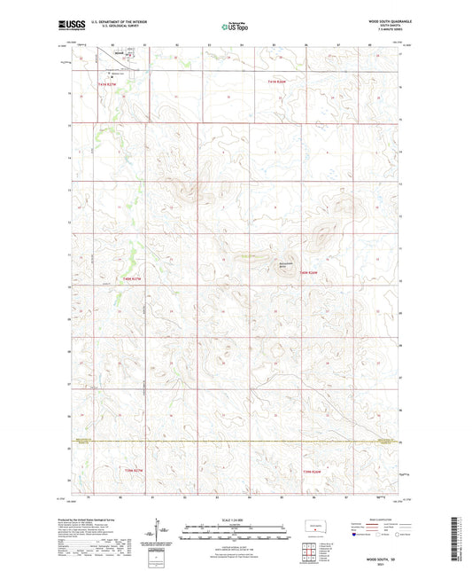 Wood South South Dakota US Topo Map Image