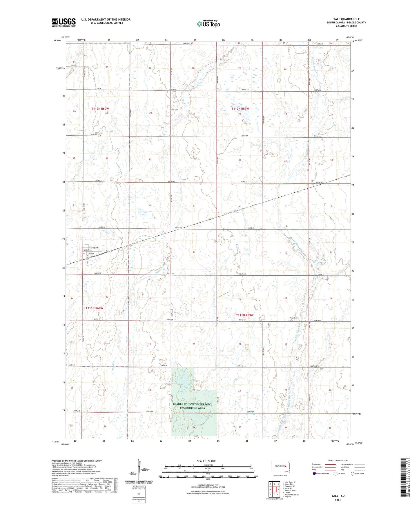 Yale South Dakota US Topo Map Image