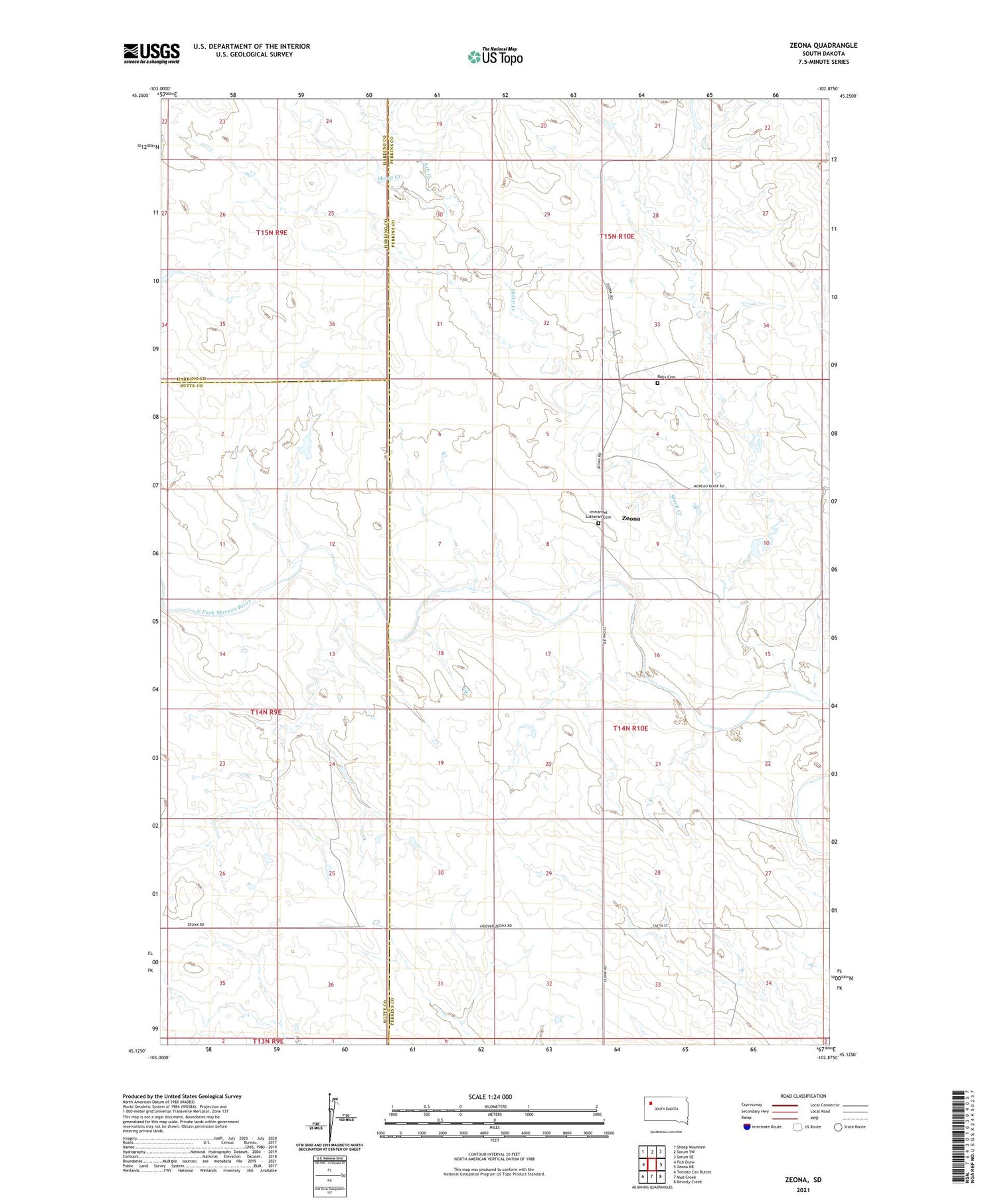 Zeona South Dakota US Topo Map Image